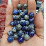 تصویر مهره سنگ لاجورد افغان سایز 10 سنگ اصل طبیعی سوراخ دار گوی 