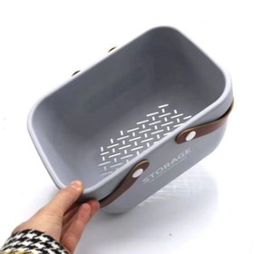 تصویر سبد پیک نیک مدل دسته چرمی رنگبندی متنوع 