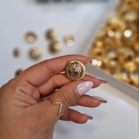 تصویر دکمه فلزی طرح دار - دودی تیره / سایز 3 