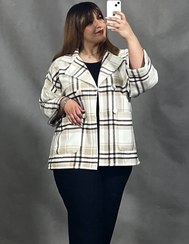 تصویر پالتو فوتر پشمی کد14744 پالتو فوتر پشمی چهار خونه نسکافه ای