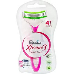تصویر تیغ اصلاح زنانه شیک Schick intuition Xtreme3 بسته 4 عددی 