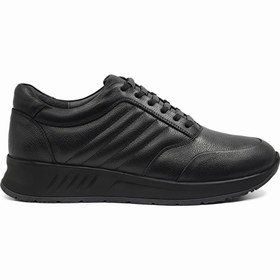 تصویر کفش اسپورت مردانه چرم تبریز مدل آتا بنددار 2024 - مشکی / 4 Men's sport style shoes 2024