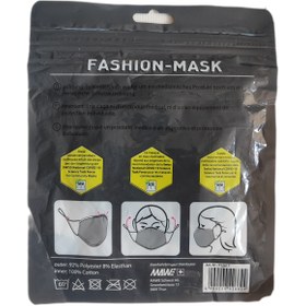 تصویر ماسک پارچه ای صورت برند Fashion Mask بسته ۲ عددی مشکی نقره ای 