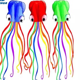 تصویر بادبادک پاورکایت طرح اختاپوس به همراه نخ و قرقره 15 سانتی ساده و هرزگرد (پس کرایه) 