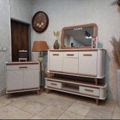 تصویر ست کامل آینه کنسول ارکیده رنگ سفید 