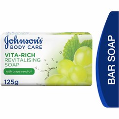 تصویر صابون 125 گرم جانسون با عصاره روغن هسته انگور - صابون احیا کننده غنی از ویتامین - Johnson body care vita-rich 