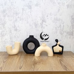 تصویر ست دکوری ۴تکه دلبر - مشکی / مات 