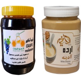 تصویر شیره انگور سنتی شهر طبیعت -950 گرم و ارده کنجد آدینه -700 گرم مجموعه 2 عددی 