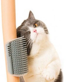 تصویر برس ماساژور گربه با قابلیت اتصال به دیوار و پایه صندلی Cat Massage Brush With The Ability To Attach Wall