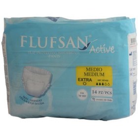 تصویر پوشینه بزرگسال شورتی متوسط اکسترا فلوفسان 14 عددی Flufsan Slip Protettivi Extra medium Pants 14pcs