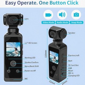 تصویر دوربین ورزشی اکشن کمرا (Action Camera) ضد آب P1 5k Action Camera P1 5k