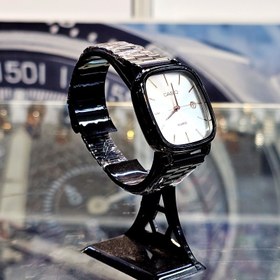 تصویر کاسیو مربعی تاریخ دار مشکی صفحه سفید - Casio 