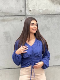 تصویر بلوز پلیسه زنانه آستین پفی مجلسی 