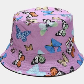 تصویر Sunscreen Cap Cashmere Printing Basin Cap Soft And Lightweight Letter Printed FisHERMANs Hat FisHERMANs Hat Printed FisHERMANs Hat (Purple Butterfly) 