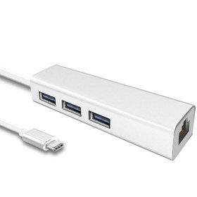 تصویر هاب 4 پورت Type-C مدل 100/1000 4Ports Type-C HUB 1000mbps