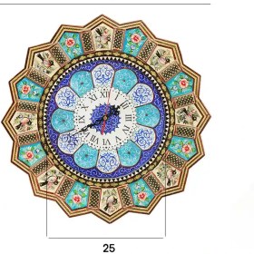تصویر ساعت خورشیدی ۲۵ صفحه مینا نقاشی گل و مرغ 