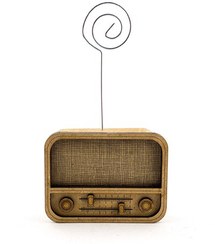 تصویر هولدر چوبی عکس و یادداشت رومیزی طرح رادیو کلاسیک | پایه دکوری نوستالژیک و شیک 