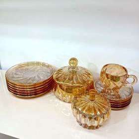 تصویر قندان کریستال شامپاینی رنگ و دودی استار مکس 