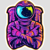 تصویر استیکر فضانورد طرح هلوگرام 