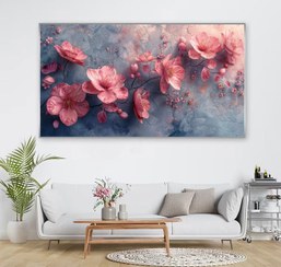 تصویر تابلو دکوراتیو گل صورتی سایز ۱۵۰ در ۸۰ 