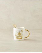 تصویر ماگ لیوان SNOW GLOBE NEW BONE CHINA با قاشق 360 میلی لیتر طلا English Home 