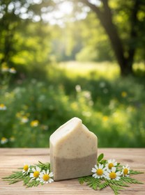 تصویر صابون مو ترکیبی سدر و بابونه مناسب ریزش مو و شوره سر Cedar and chamomile hair soap suitable for hair loss and dandruff