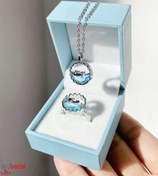 تصویر ست گردنبند و انگشتر طرح دریا و نهنگ با کد ۱۷۲۱ استیل 