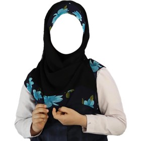 تصویر مقنعه نرگس مشکی طرح 1 کد 4019 