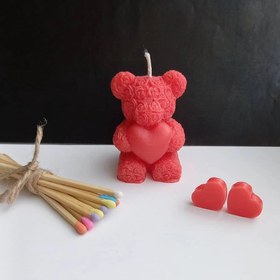 تصویر شمع تدی گل دار _ قابل سفارش در رنگ های دلخواه - همه رنگ Teddy candle with flowers - can be ordered in desired colors