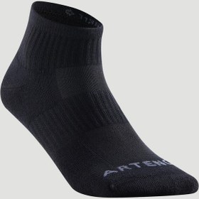 تصویر جوراب تنیس ساق کوتاه آرتنگو ARTENGO RS500 پک سه تایی – مشکی Tennis Socks - Medium Size With Collar - Unisex - 3 Pairs - Black - RS500