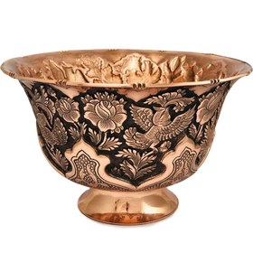 تصویر کاسه قلمزنی گل و مرغ سایز بزرگ 