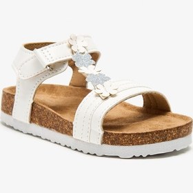 تصویر صندل با جزئیات آپلیک و بسته شدن با چسب و حلقه برند flora bella by shoexpress Applique Detail Sandals with Hook and Loop Closure