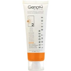 تصویر ضد آفتاب رنگی مناسب پوست چرب و مختلط اس پی اف 50 ژنو بایوتیک 02-بژ روشن Geno Biotic Tinted Sunscreen Cream Spf50 For Oily Skin