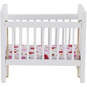 تصویر تخت عروسک چوبی برند generic Baby Doll Bed, Wooden Doll Bed Baby Bed Toy Baby Toy Crib Doll Bedding for Dollhouse