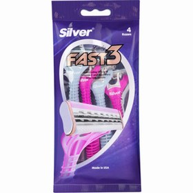 تصویر خودتراش چند بار مصرف 3 لبه فست3 زنانه (پک 4 عددی) Self shaving multi use 3 fast 3 edges for women (pack 4)