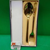 تصویر قاشق وچنگال ناخنی طلایی نگیر جعبه ای کد102245 