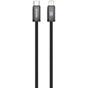 تصویر کابل 1.2 متری Lightning به Type-C 30W پرودو مدل Porodo Woven Braided USB-C To Lightning Cable Data & Fast Charge Aluminum Shell PD-W30LC1-BK 