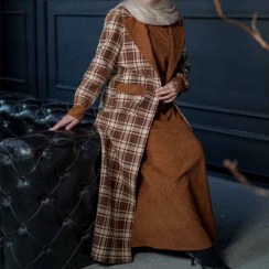 تصویر کت سارافون زنانه پانیذ پشمی مخمل کبریتی 