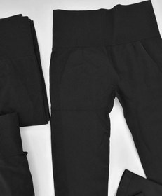 تصویر لگ پشت چین دار سیملس(بدون درز) مشکی/ وارداتی - Seamless Leggings 