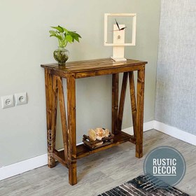 تصویر کنسول چوبی روستیک دکور مدل B400 Wooden console