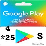 تصویر گیفت کارت 100 دلارى گوگل پلی امریکا ($25*4) Google Play 