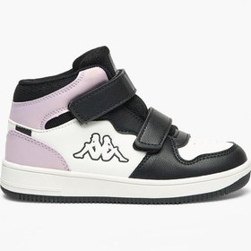 تصویر کفش ورزشی دخترانه با طراحی چند تکه و بسته شدن با چسب برند kappa Girls' Panelled High Top Sneakers with Hook and Loop Closure