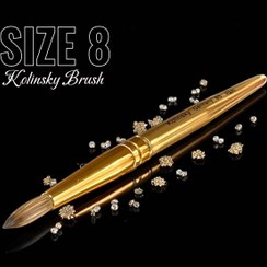 تصویر قلم کاشت پودر موی طبیعی- دسته طلایی پایون سایز 8 