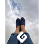 تصویر گیوه زنانه سرمه ای ساده 