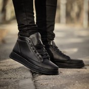 تصویر حراج واقعی کفش نیم بوت اسپرت ونس مردانه و پسرانه رنگ مشکی تمام بغل زیپ جذاب و جدید 