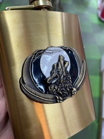 تصویر فلاسک جیبی ۴ شات طرح گرگ 