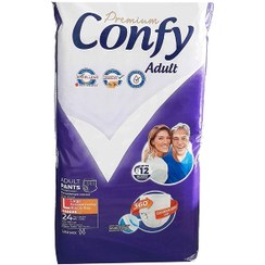تصویر پوشک شورتی بزرگسال کانفی مدل پریمیوم سایز L بسته 7 عددی 