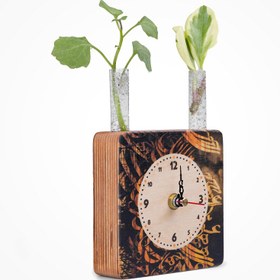 تصویر گلدان چوبی طرح سیاه مشق 