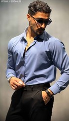 تصویر پیراهن پارچه دوشین ساده رنگ سبز مازراتی خاص کد ۱۲۰۷ - M Simple Dushin Fabric Shirt Code 1207