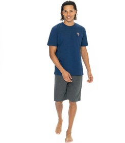 تصویر U.S. Polo Assn. Erkek Yuvarlak Yaka Düz Pijama Şort Takım 